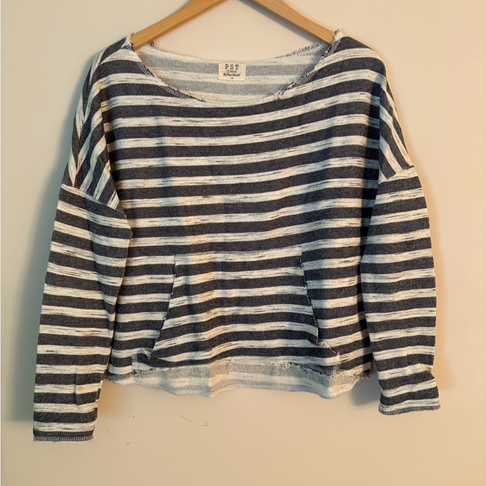 Project Social T Navy and White Striped Sweater